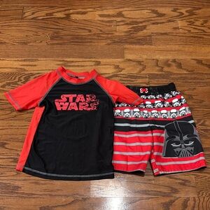 Star Wars, Boys, Swim Set (Shirt and Shorts), Size S, Red and Black Theme